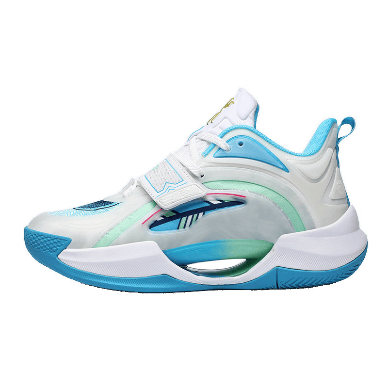 Fricción, sonido, resistencia al desgaste, antideslizante, alto rebote, zapatos de baloncesto de combate real, hombres y mujeres, estilo universitario de todo fósforo, zapatos deportivos de velcro casuales