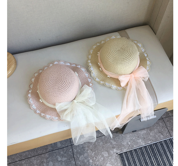 straw Fabric Type Straw Hat Hats Type 1 Piece Quantity Travel, Beach Occasion Solid Color Pattern Girl'S Cute Sweet Solid Color Straw Hat
