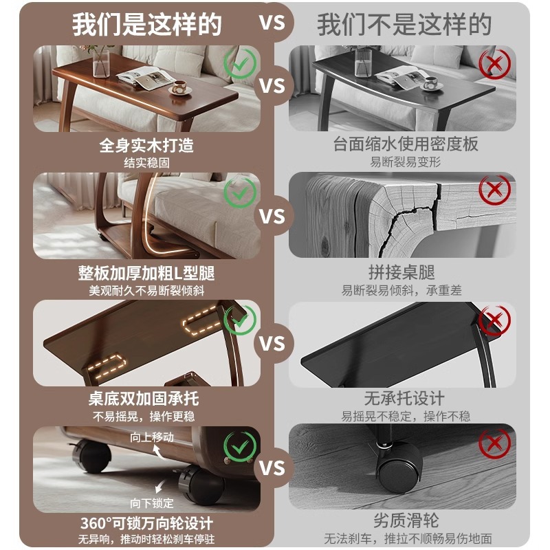 Mesita de noche de madera maciza, dormitorio doméstico, pequeño estante de borde de cama ultra estrecho, espacio creativo, armario lateral móvil, carrito