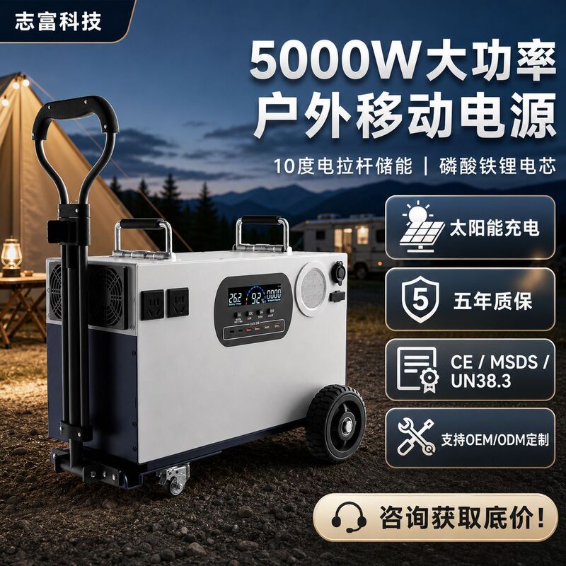 Zhifu 5000W High-Power 220V Outdoor Power Supply for Stall Setup, Emergency Camping, Energy Storage, Portable Mobile Backup Power Supply