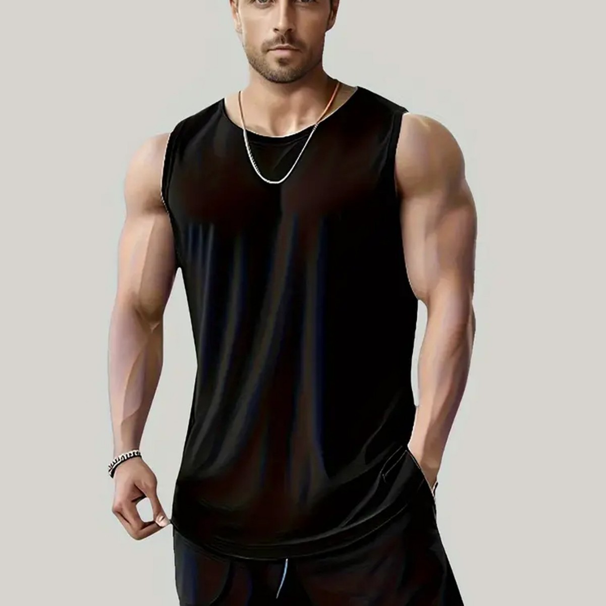 European and American Size Men's Sports Quick-drying Sleeveless Vest Running Gym Outdoor Leisure Breathable Moisture-wicking Vest