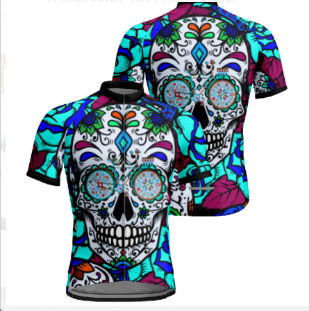 Independent Brand Women's Cycling Jersey for Mountain Biking and Road Cycling, Floral Short-Sleeve Top, Simple Outdoor Cycling Wear for Girls
