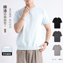高端t恤短袖针织衫轻奢高级感2025新款T恤休闲百搭半袖上衣男男装