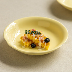 クリーム風家庭用純色セラミック皿小清新デザート皿菓子皿朝食皿食器円形皿皿皿皿