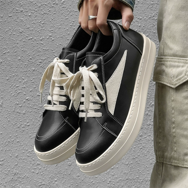 2024 новые туфли с низким баном весной мужские нишевые туфли с толстым дном на высокой улице повседневные кроссовки волны европейские и американские кожаные туфли 1101-J