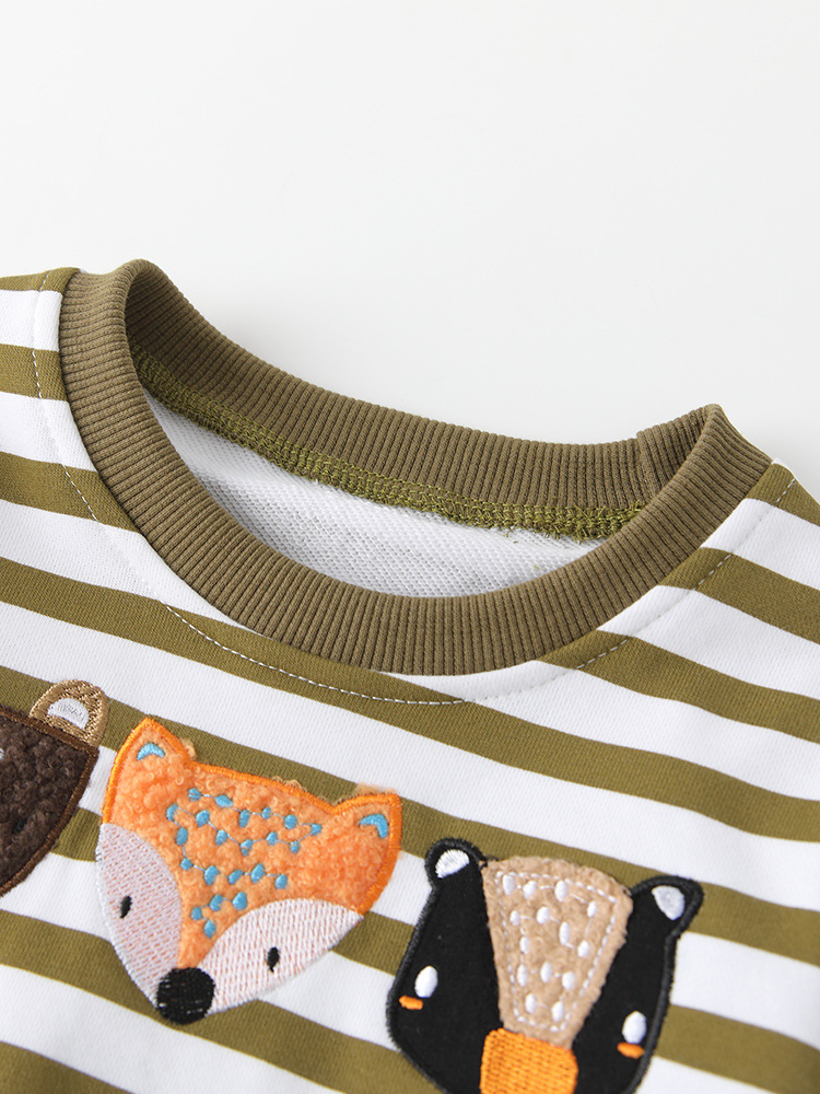 Malwee transfronterizo juego de chaqueta de niño otoño y invierno nuevo estilo europeo y americano rayas de cuello redondo manga larga dos piezas juego
