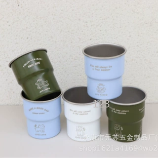 高颜值卡通logo304不锈钢保温杯露营杯台阶杯咖啡杯刷牙杯漱口杯
