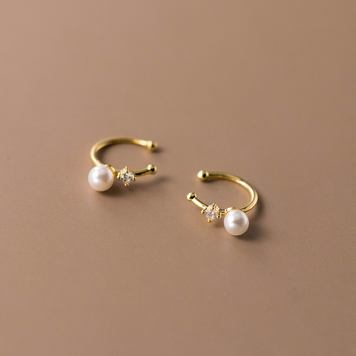 Eloch S925 diamante de plata sintético perla oreja clips de alta calidad para mujeres superpuestas orejas sin agujeros de orejas M02457