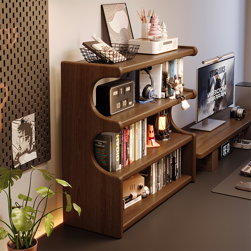 Estante de escritorio de madera Estante de almacenamiento para escritorio de computadora para estudiantes Escritorio para el hogar Estante de acabado multicapa Vitrina de oficina