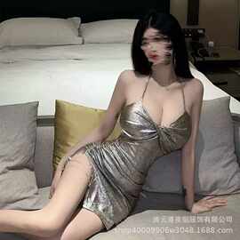 性感情趣内衣包臀裙夜店激情小胸辣妹纯欲诱惑开叉短裙套装