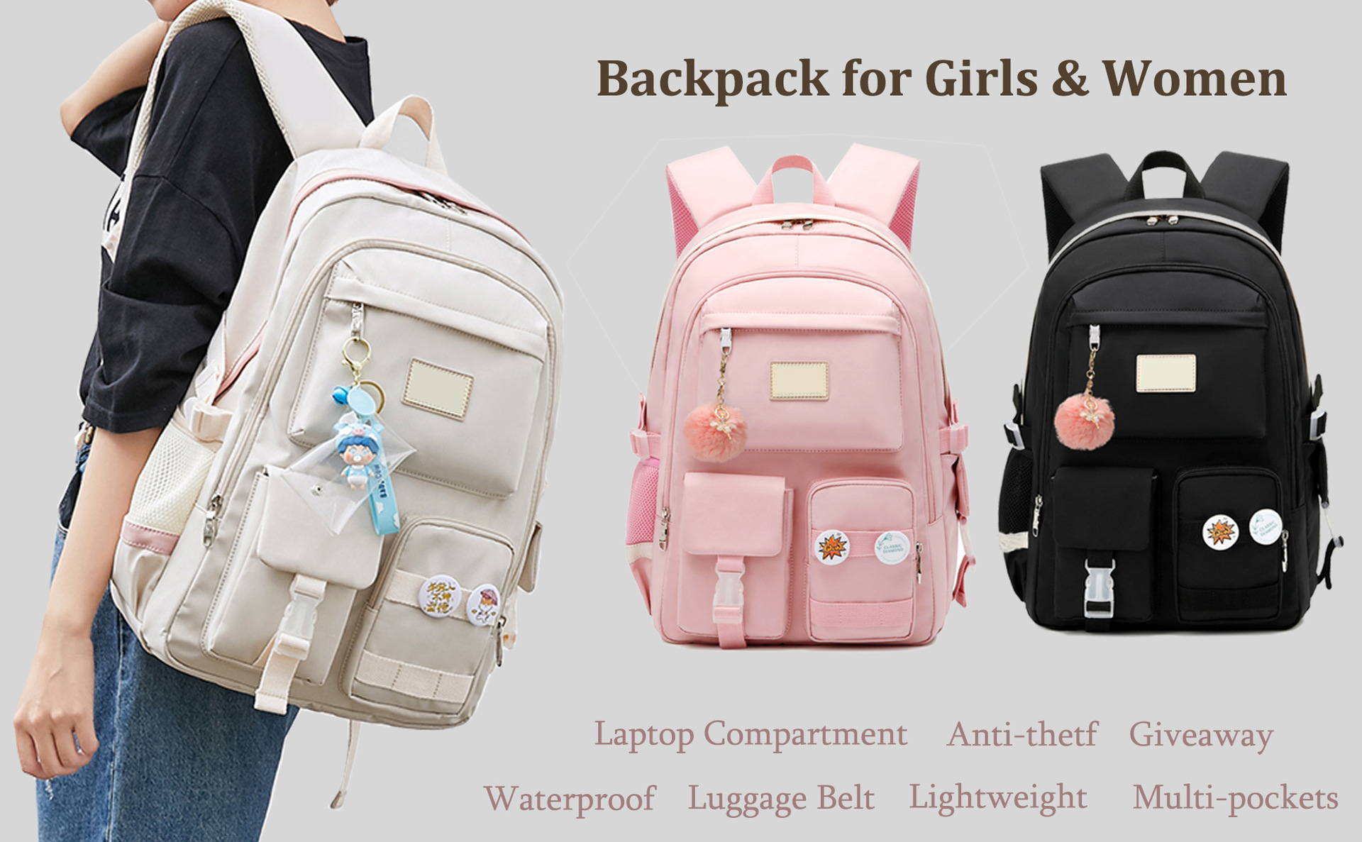 New female junior high school large capacity backpack for college students, computer bag_voghion.com