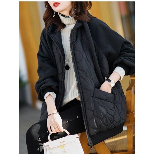 Down jacket for women 2024 autumn and winter outerwear, quilted warm and lightweight cotton coat with hat, hooded, large size, loose fit, wholesale