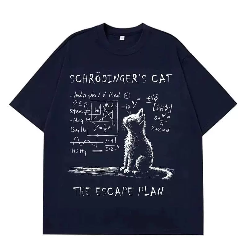 Футболка Ouma с принтом Schrödinger's Cat, чистый хлопок, унисекс S–XXXL