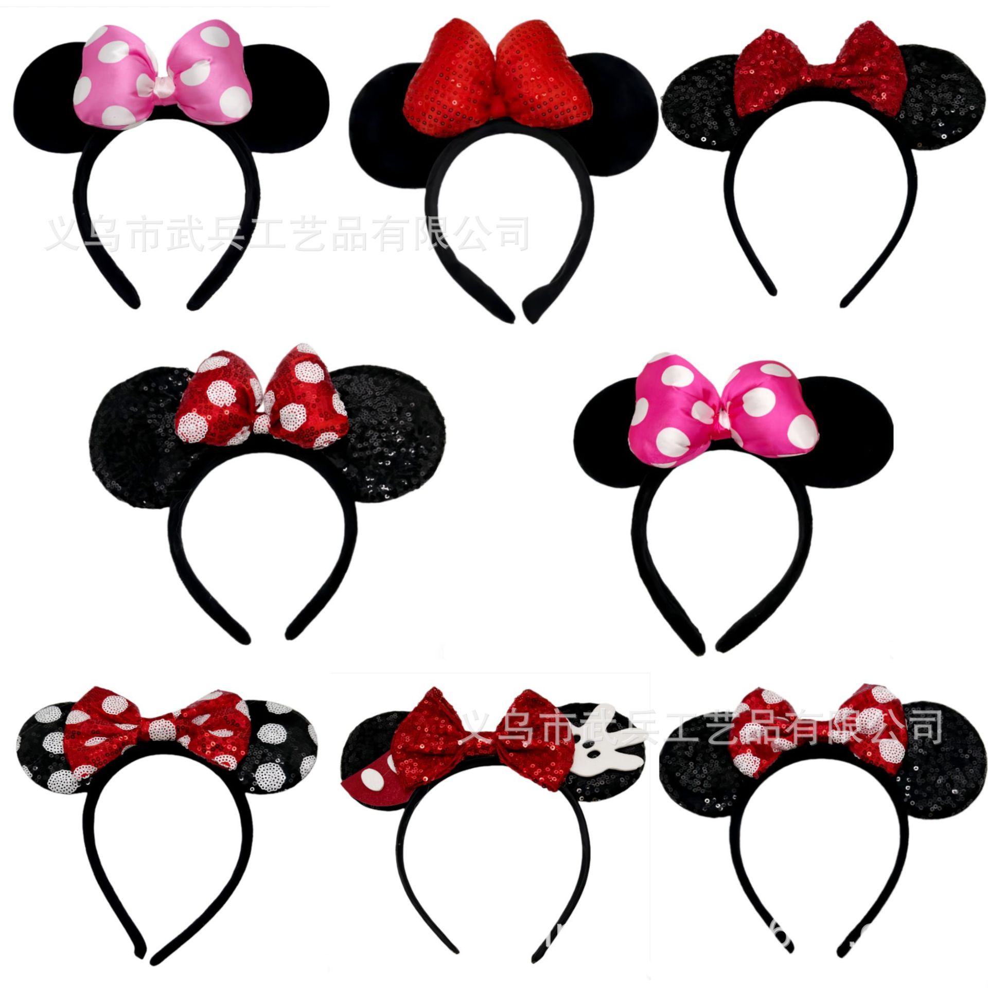 跨境爆款米奇米妮头箍蝴蝶结头饰游乐园拍照卡通老鼠耳朵发饰批发