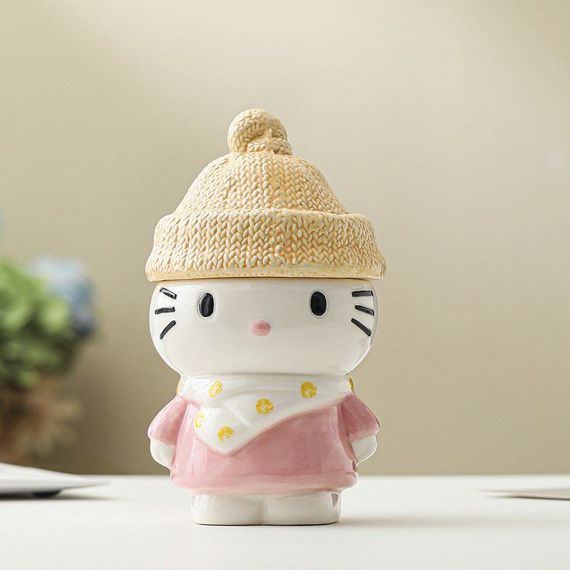 Estilo caliente serie hellokitty vajilla linda cerámica bajo vidriado accesorios para el hogar adornos regalo de cumpleaños para niñas