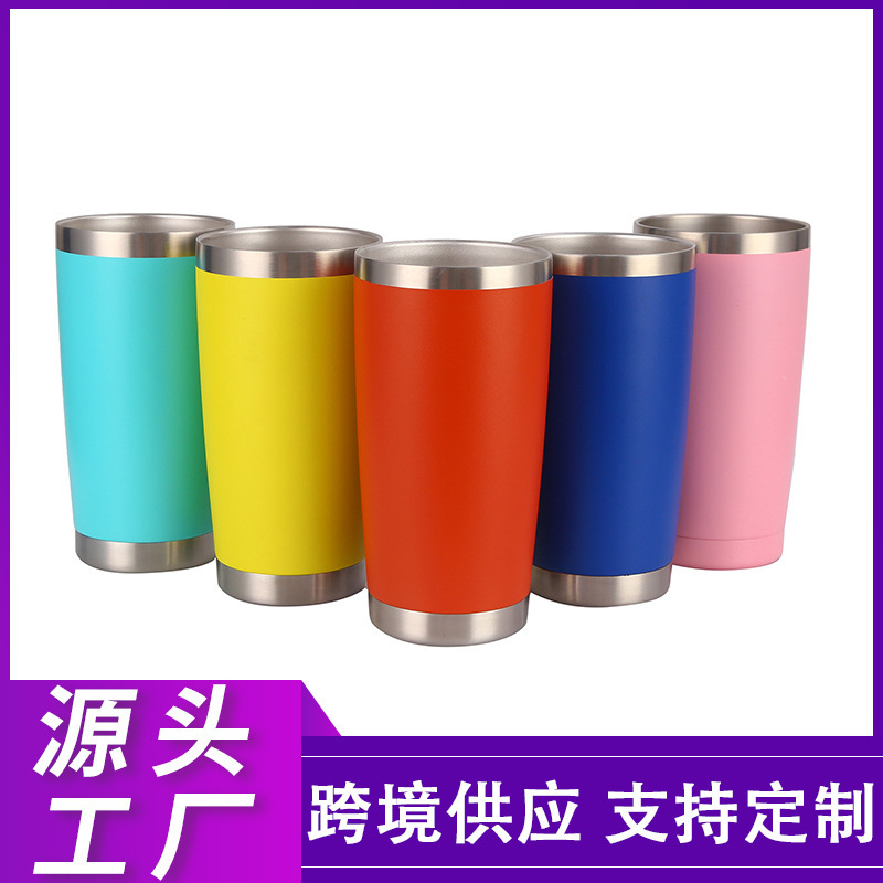 Cross-border exclusive 20oz plastic spray car cup 304 stainless steel vacuum insulation cup cold ice bully cup beer cup Cross-border exclusive 20oz plastic spray car cup 304 stainless steel vacuum insulation cup cold ice bully cup beer cup