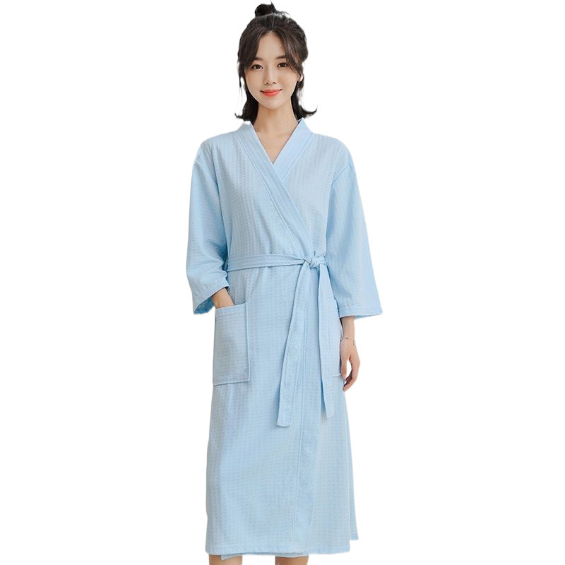 (2개) 여성의 긴 봄과 가을 얇은 남자 플러스 사이즈 호텔 잠옷 잠옷 흡수 목욕 가운 여름