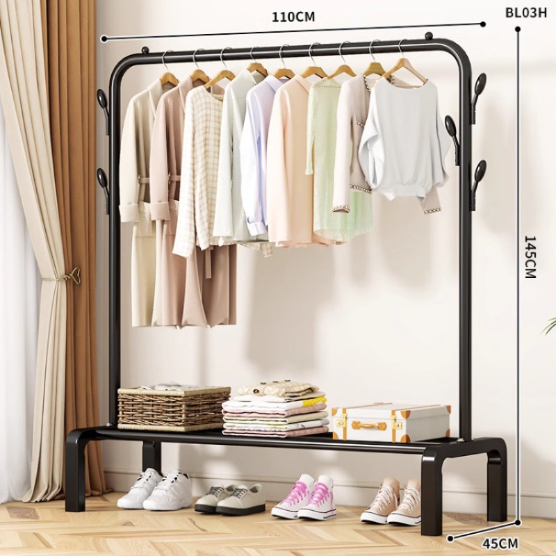 Dormitorio doméstico simple percha de ropa balcón percha de ropa varilla de secado de hierro forjado percha de secado de doble varilla piso vertical