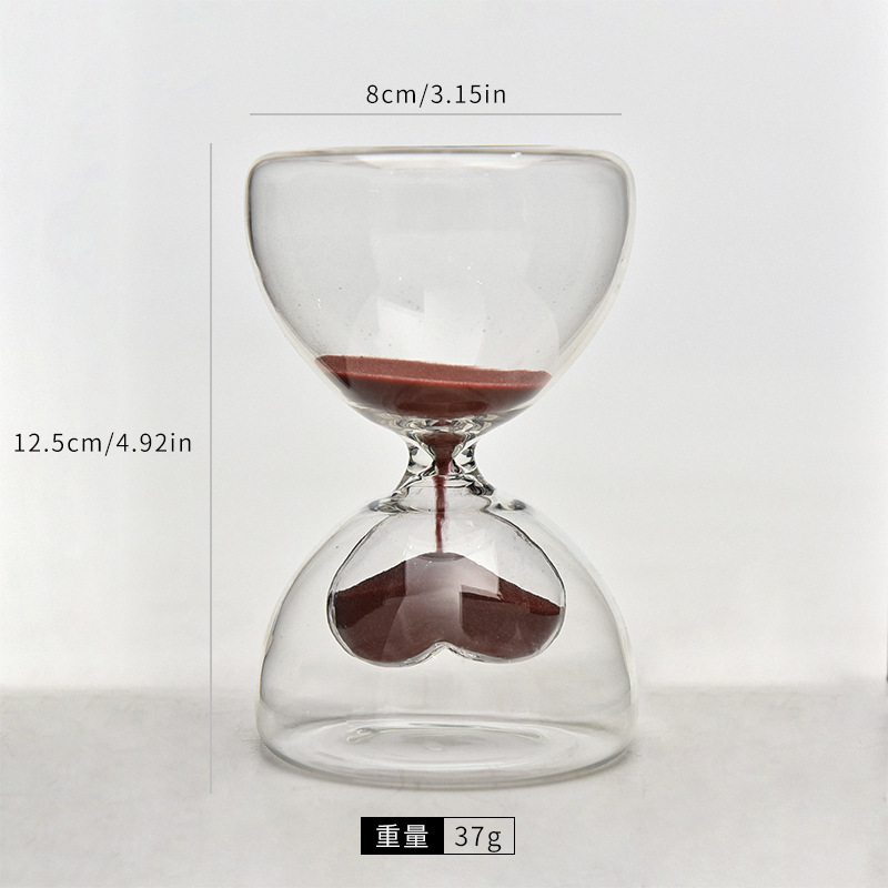 Reloj de arena de doble corazón de vidrio para el hogar, adornos de mesa, regalos creativos para parejas