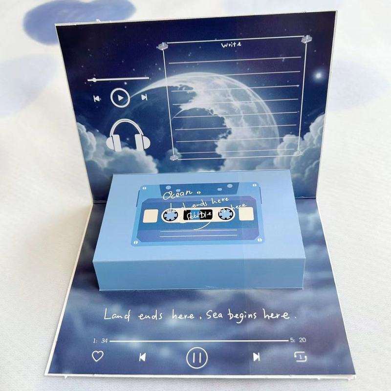 クリスマス七夕のバレンタインデーの誕生日の立体画の録音のグリーティングカードのテープは声を残して話せます。|undefined