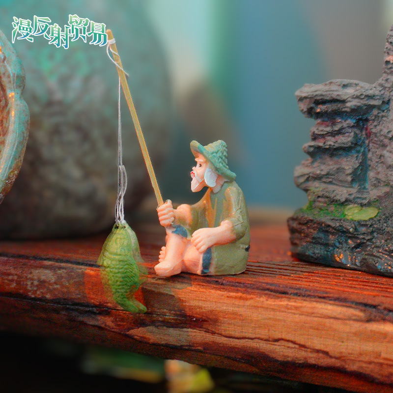 PVC figura pesca weng acuario decoración maceta decoración DIY artesanía micro paisaje paisajismo props jiang taigong