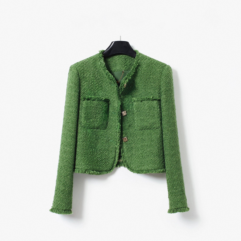 2025 New Green Chanel Style Coat Retro Tweed Short Top 25133