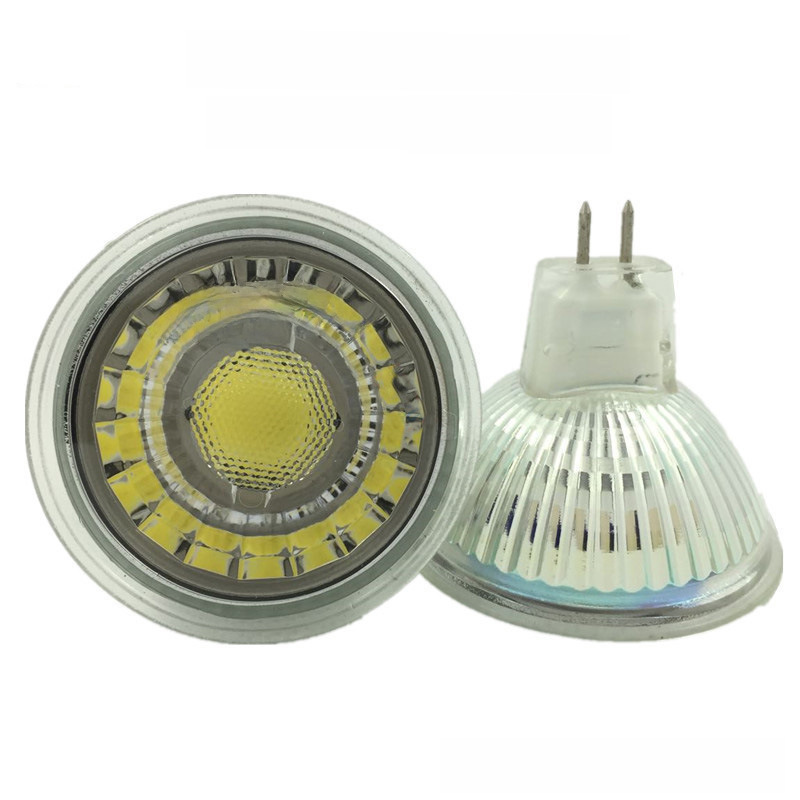 MR16 plug COB spot light 5W AC/DC 12V high quality LED glass cup halogen lamp replacement for factory wholesale