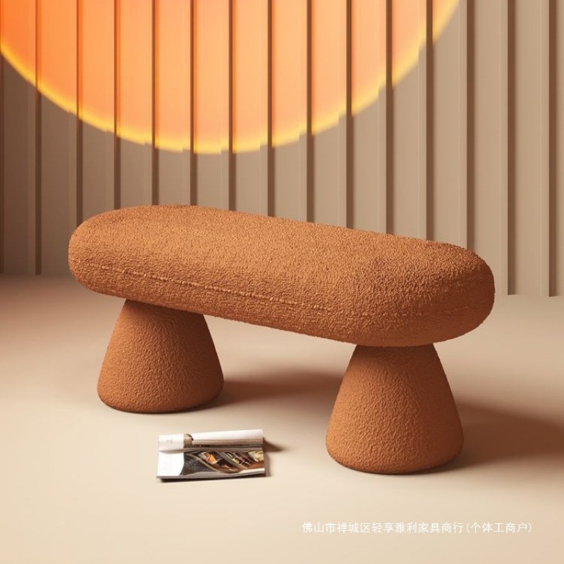 北欧风换鞋凳长条凳网红款羊羔绒梳妆化妆凳家用门口入户板凳坐墩|undefined