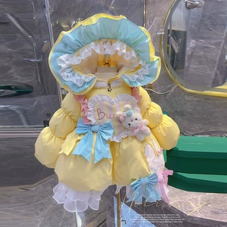 女童洛丽塔蓬蓬棉服2026款冬季公仔公主蕾丝花边花苞连帽棉袄外套