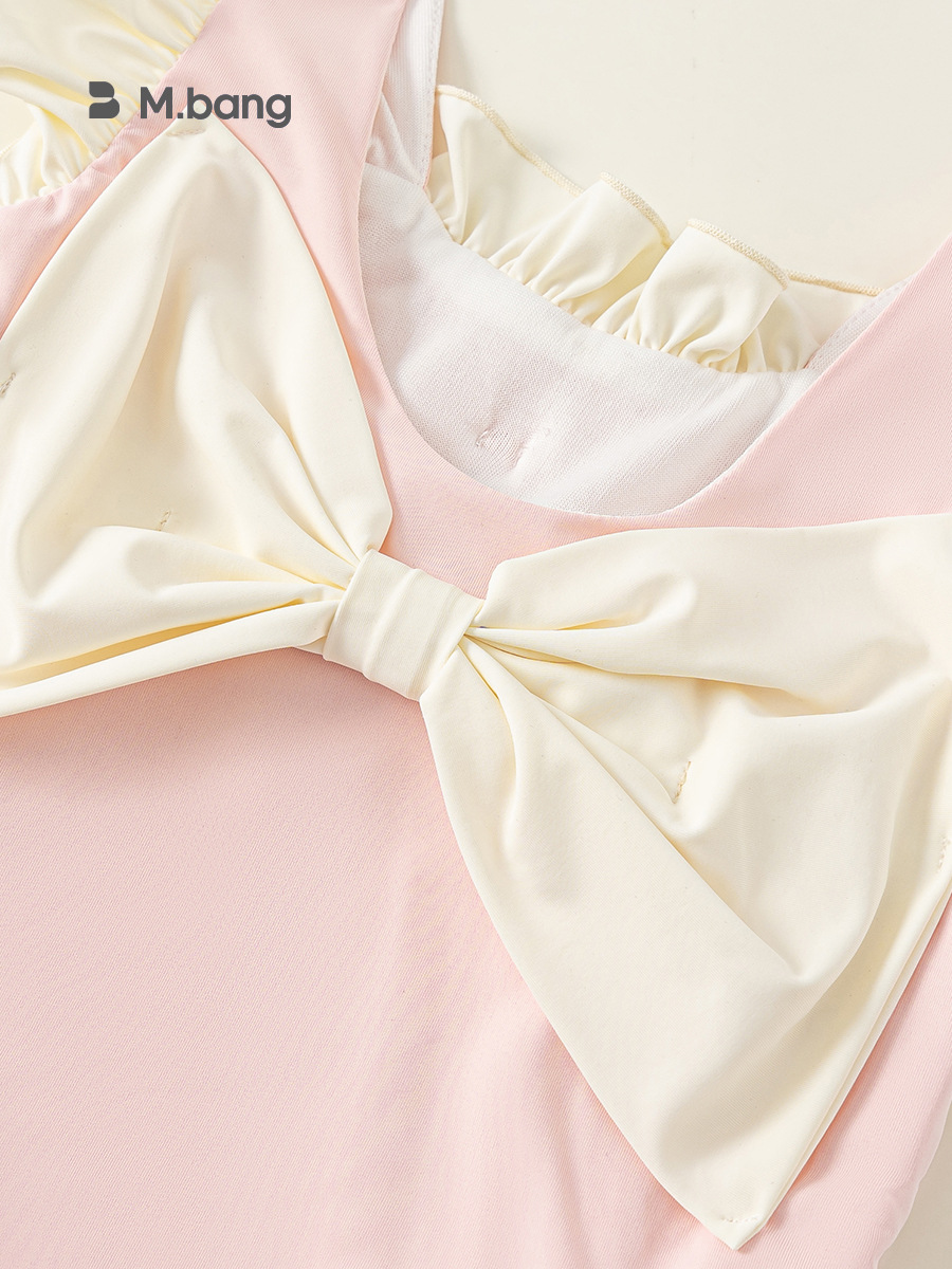 Youbao ropa para niños para niñas traje de baño de una pieza de encaje de verano estampado para niños nadando traje de baño con lazo de manga Xiaofei traje de baño