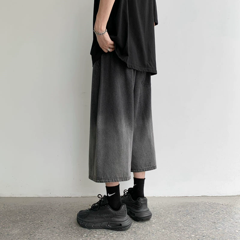 Tide, denim trousers, gradient, loose straight fit, oversize