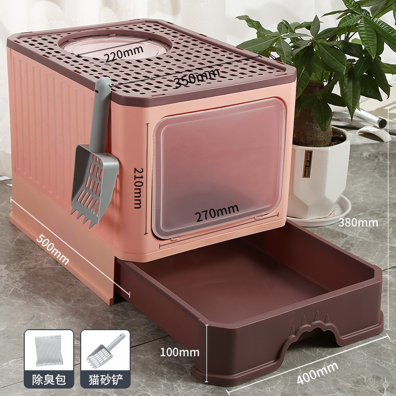 Caja de arena para gatos completamente cerrada caja de arena para gatos caja de arena de gran tamaño anti-salpicaduras con caja de arena suministros para gatos entrega envío gratuito