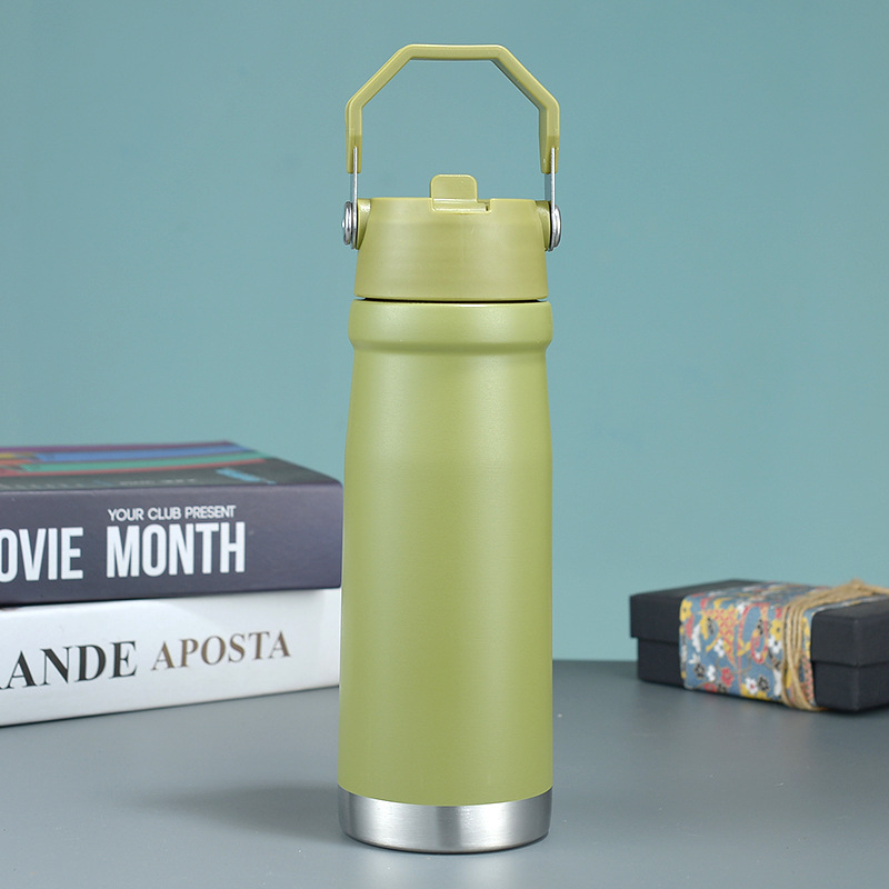 Vaso térmico con asa y pajita, estilo americano, gran capacidad