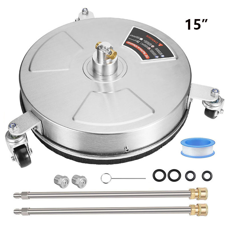 跨境批发高压清洗机不锈钢洗地盘15寸圆形3轮市政道路清洗神器