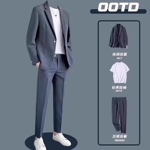 Casual Suit Men's Suit Jacket High-End Korean Style Handsome Spring and Autumn Light Mature Suit Top Three-Piece Trendy Set