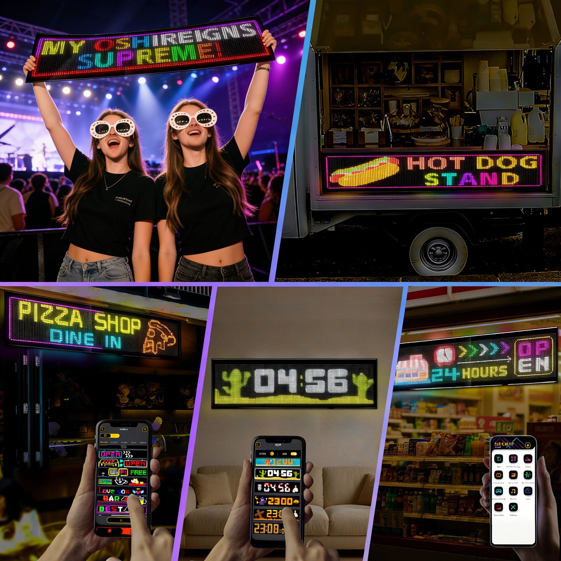 APP Bluetooth Pantalla LED a todo color Tienda de publicidad en automóviles Ojos del diablo LED pegado en automóviles Pantalla flexible pantalla suave