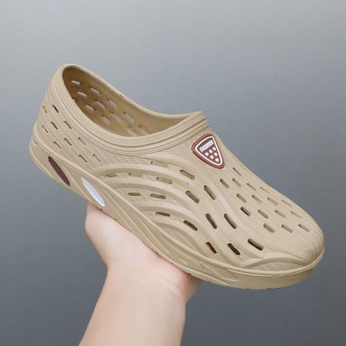 Men's Summer Outerwear Slip-on Shoes with Head Covering, Non-slip Sports Sandals for Driving, Breathable Beach Shoes Trend