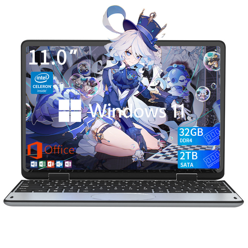 Mini 11inch Business Portable Laptop Lightweight Notebook N150 Office Flip-Able Yoga Laptop