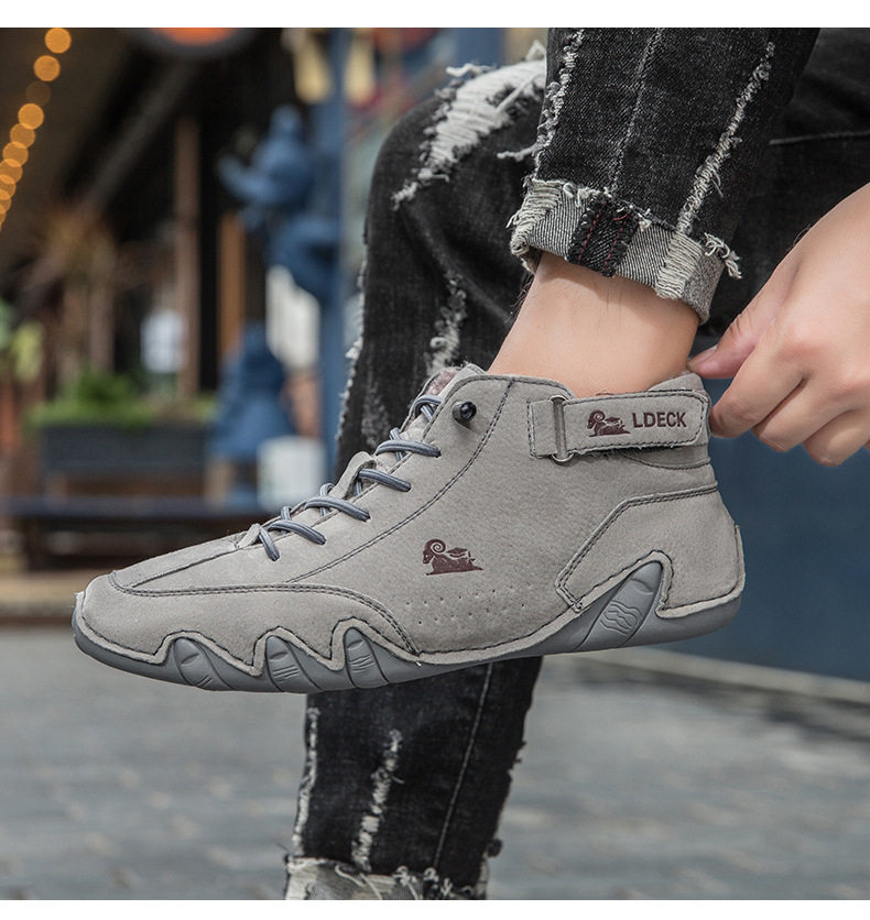 Bốt Martin nam cổ cao lót nhung giữ ấm, giày bông da lộn đế cao su chống trượt — C8008M kaki lót nhung, C8008M màu xám lót nhung, C8008M màu đen lót nhung, F8008M màu hồng lót nhung chi tiết 23