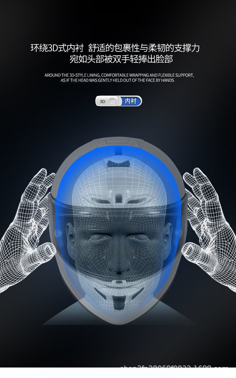 Gsb-S361-Motorcycle Full-Face Helmet, Imitation Racing Helmet Shape, Breathable and Ventilated Lining, Suitable for All Seasons, with Reserved Earphone and Eye Slots