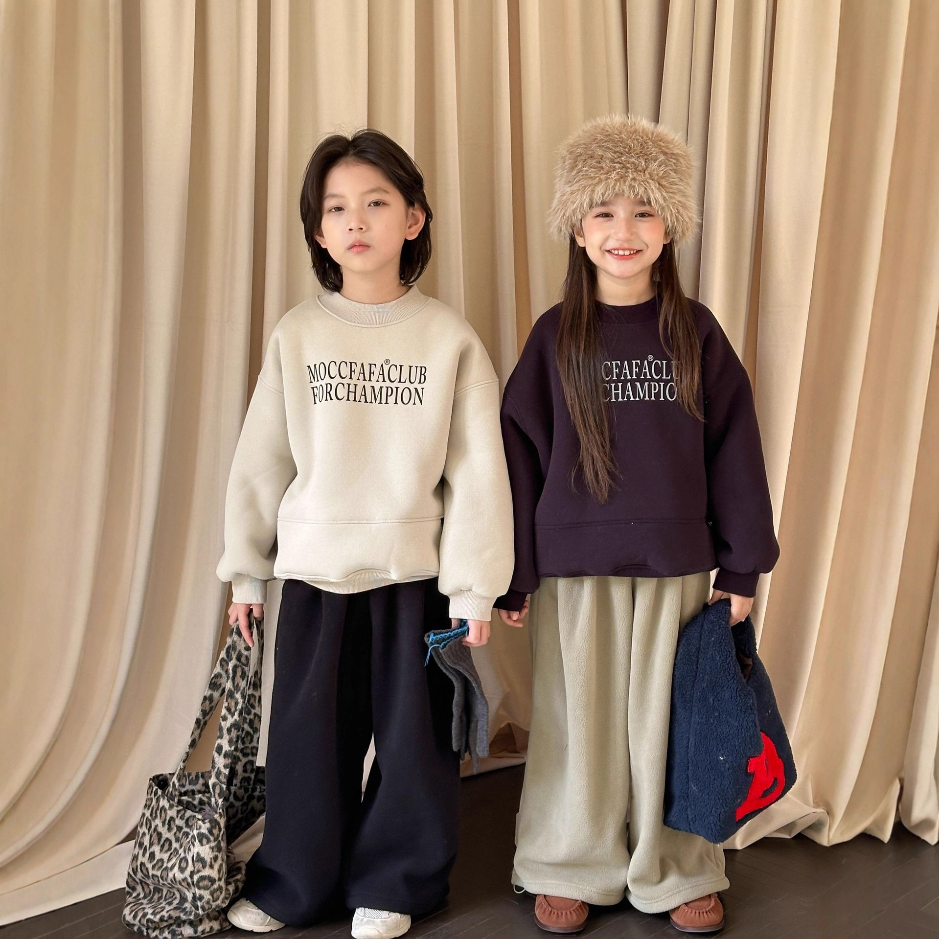 2025冬季新款韩版儿童字母加绒卫衣男童百搭休闲保暖套头上衣批发