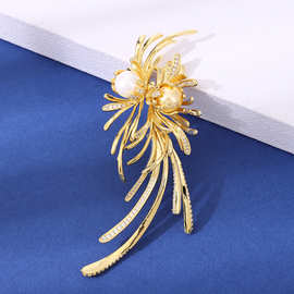 定制高档流彩金色菊花胸针大气别针大衣外套礼物胸针厂家直供