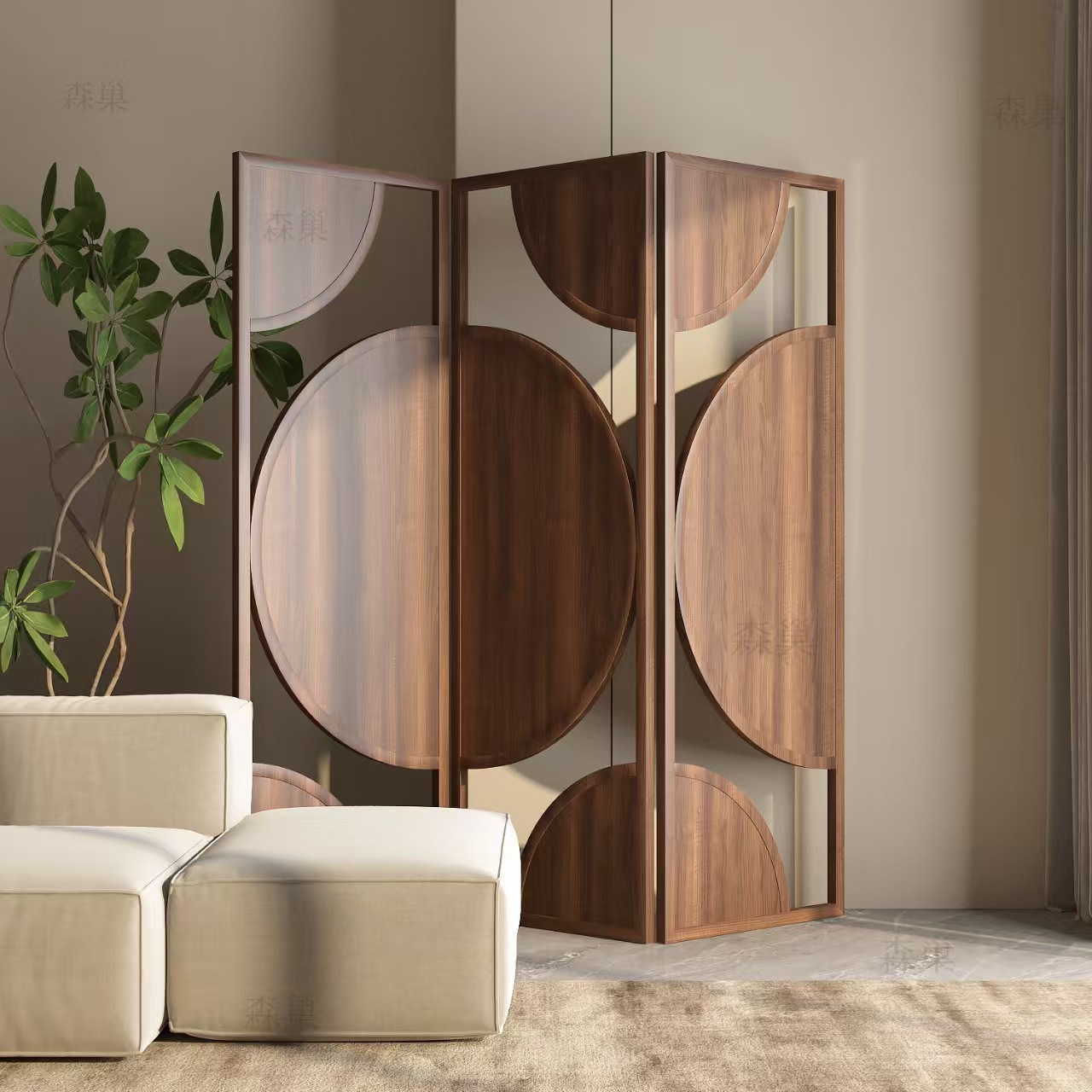 Chinese-Style Entrance Screen Partition Small Apartment Solid Wood Foldable Mobile Decorative Screen Tea Room Hotel Blocking Wall