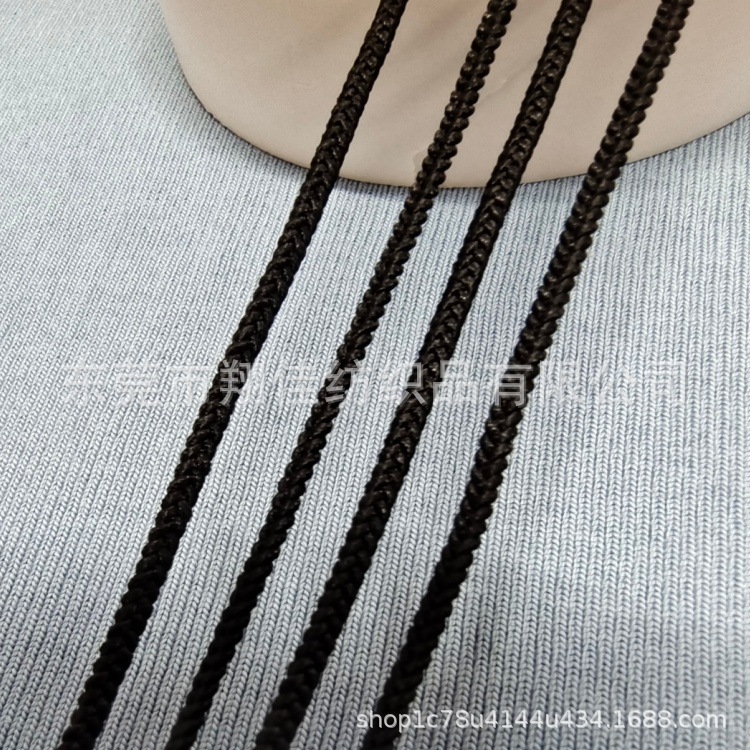 箱包辅料 配件牛筋绳松紧带 diy0.2mm 绳带 黑色三股辫子弹力绳