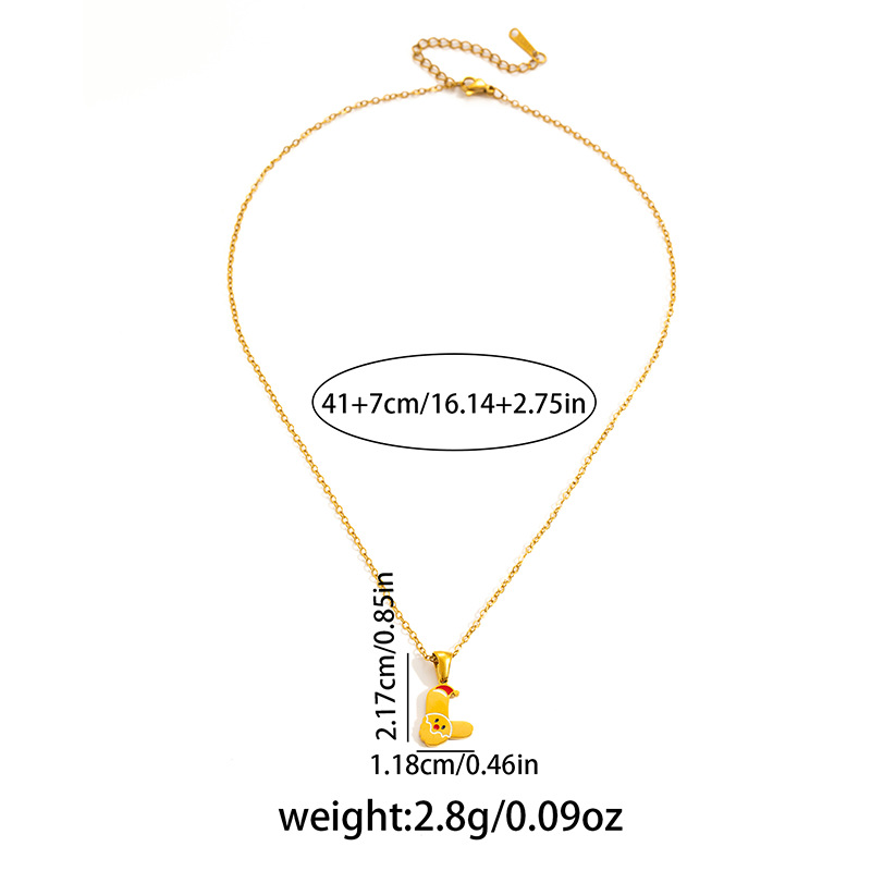 7g Weight 0.03µm Gold Plating Thickness Electroplated Gold Plating Process Golden Plated Plating Material 201 Stainless Steel Pendant Material Pendant Necklace Classification 201 Stainless Steel Chain Material cable chain Chain Type 1 Piece Quantity Holiday, Daily Occasion 201 Stainless Steel Material Santa Claus, Number Pattern Women's Gender Cute Style Plating Craft Fashionable Stainless Steel Christmas Necklace For Women 26 Small Letter Pendants Versatile Minimalist Choker Trendy Accessory 40