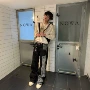 星星盎司直筒拼接牛仔裤