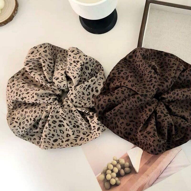 韩系超大号豹纹大肠发圈少女高级感扎低马尾发绳气质百搭头绳秋冬|undefined