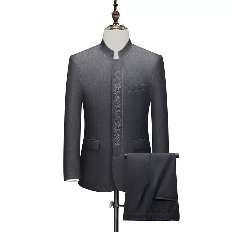 2026春秋新款中山装国风西服中年立领西服中式礼服唐装爸爸装外套