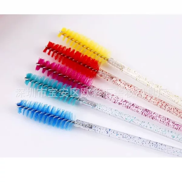 Disposable Crystal Handle Eyelash Brush Nylon Bristle Makeup Brush Eyelash Extension Brush Eyelash Curling Comb Makeup Brush Lip Gloss Applicator