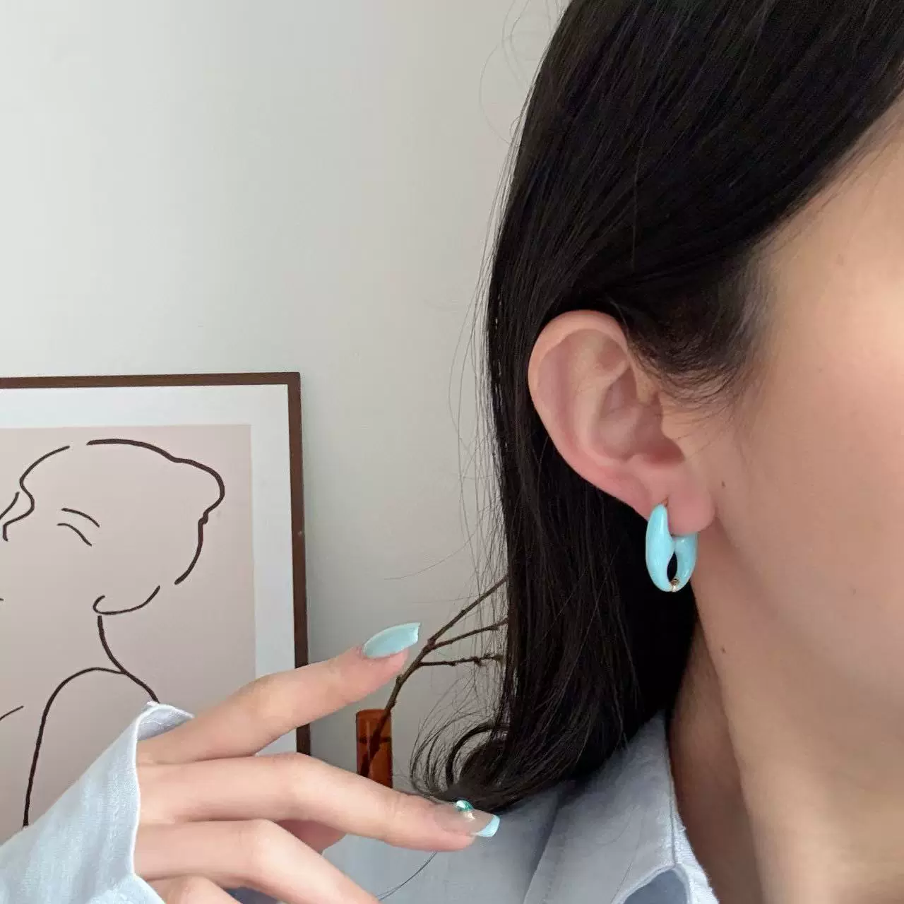 夏季时尚简约彩色多巴胺滴油猪鼻子耳环轻奢高级感气质百搭耳饰女